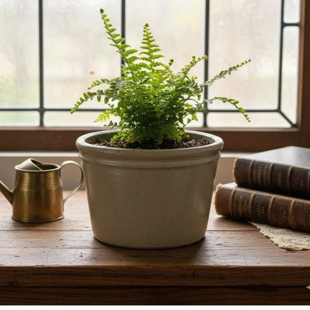 Vintage Style Stoneware Crock Salt Glaze Planter Utensil Holder Beige‎ Farmhouse